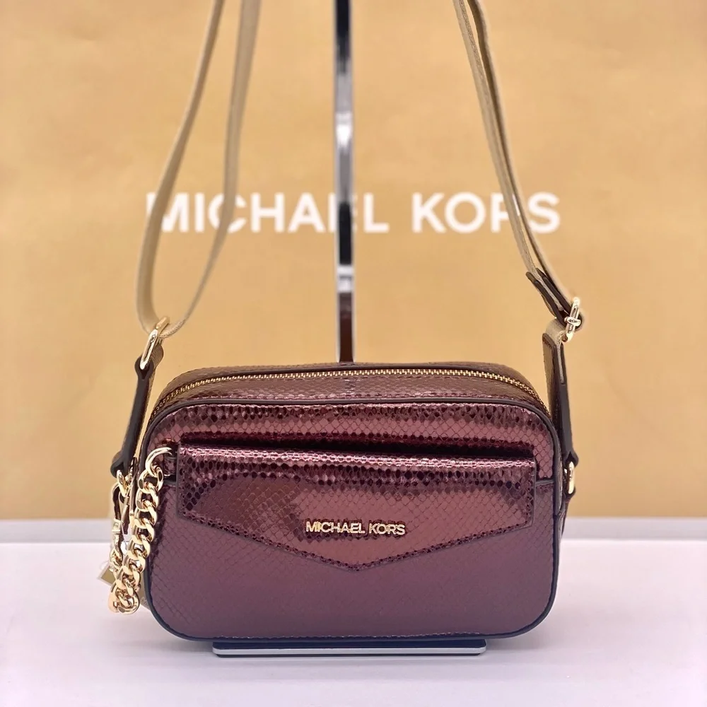 Michael Kors Maisie 2-in-1 Camera Crossbody - Oxblood Embossed Leather